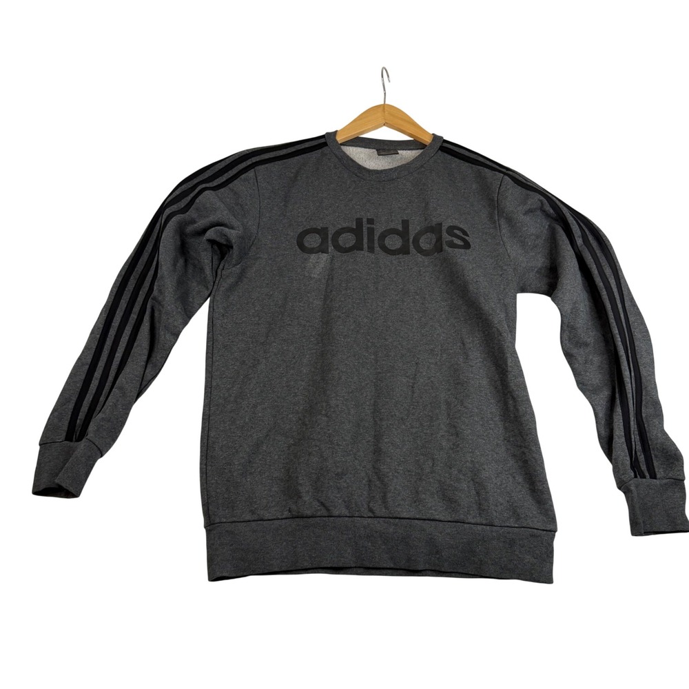 Adidas Mens Essentials 3-Stripes Crewneck Sweatshirt Grey Black Medium 2006